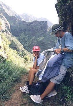 Last sips of water on 11-mile Kalalau Trail